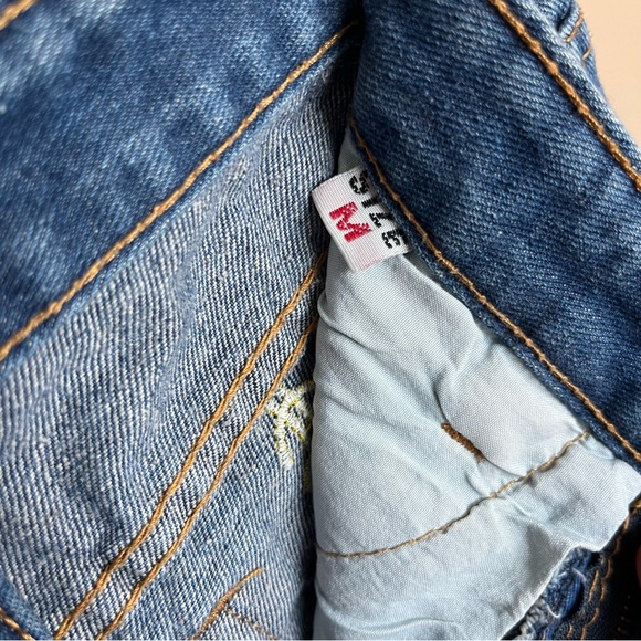 Embroidered Dollar Sign Denim Shorts - Picture 3 of 3